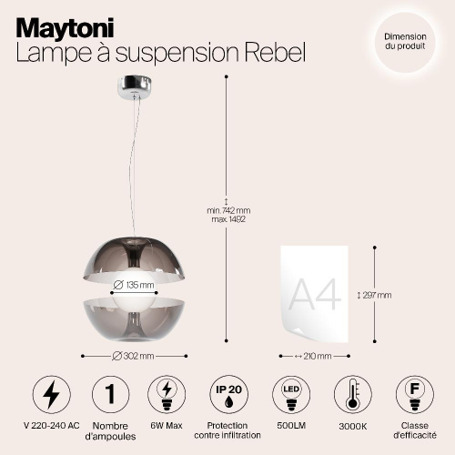 Подвесной светодиодный светильник Maytoni Rebel MOD322PL-L6B3K Подвесной светодиодный светильник Maytoni Rebel MOD322PL-L6B3K
