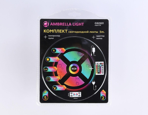 Светодиодная влагозащищенная лента Ambrella Light 7,2W/m 30LED/m 5050SMD RGB 5M GS2501 Светодиодная влагозащищенная лента Ambrella Light 7,2W/m 30LED/m 5050SMD RGB 5M GS2501