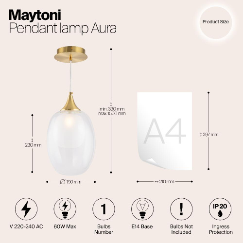 Подвесной светильник Maytoni Aura MOD016PL-01BS Подвесной светильник Maytoni Aura MOD016PL-01BS
