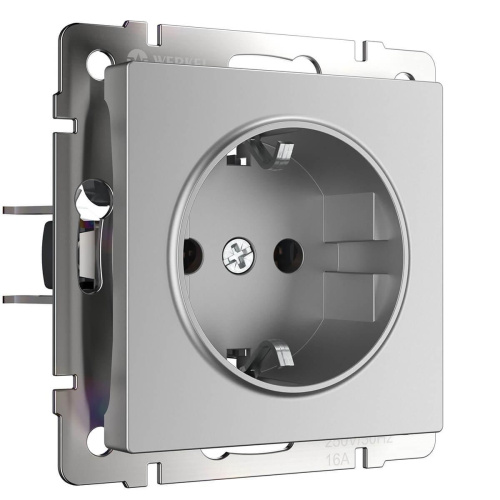 Розетка Werkel с заземлением серебряный WL06-SKG-01-IP20 4690389053894 Розетка Werkel с заземлением серебряный WL06-SKG-01-IP20 4690389053894