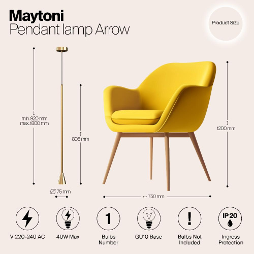 Подвесной светильник Maytoni Arrow P064PL-01G Подвесной светильник Maytoni Arrow P064PL-01G