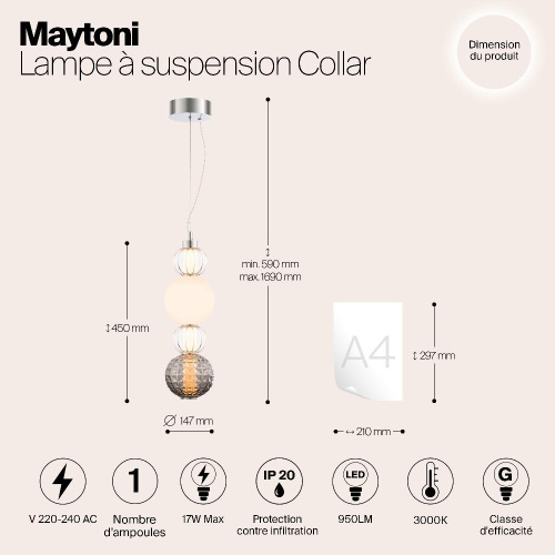 Подвесной светодиодный светильник Maytoni Collar P069PL-L17CH3K Подвесной светодиодный светильник Maytoni Collar P069PL-L17CH3K