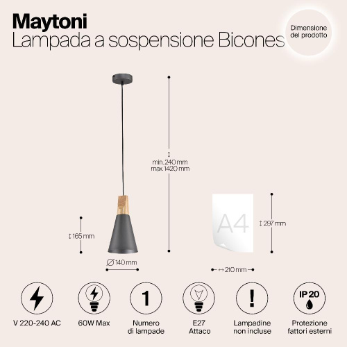Подвесной светильник Maytoni Bicones P359-PL-140-C Подвесной светильник Maytoni Bicones P359-PL-140-C