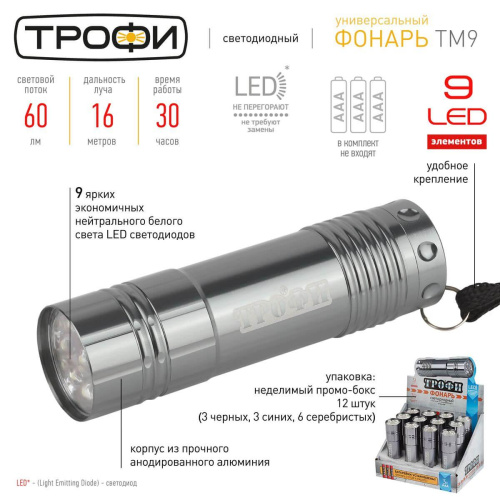 Карманный светодиодный фонарь ЭРА Трофи от батареек 85х23 60 лм TM9-box12 Б0004986 Карманный светодиодный фонарь ЭРА Трофи от батареек 85х23 60 лм TM9-box12 Б0004986