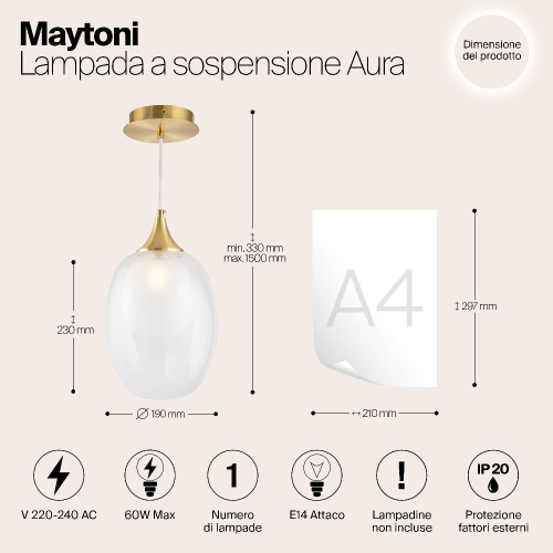 Подвесной светильник Maytoni Aura MOD016PL-01BS Подвесной светильник Maytoni Aura MOD016PL-01BS