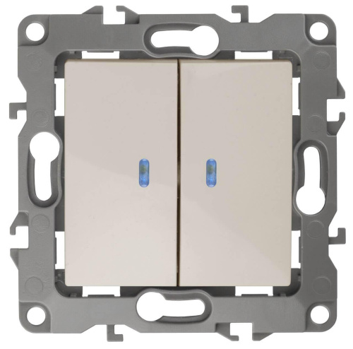 Выключатель двухклавишный с подсветкой ЭРА 12 10AX 250V 12-1105-02 Б0014658 Выключатель двухклавишный с подсветкой ЭРА 12 10AX 250V 12-1105-02 Б0014658