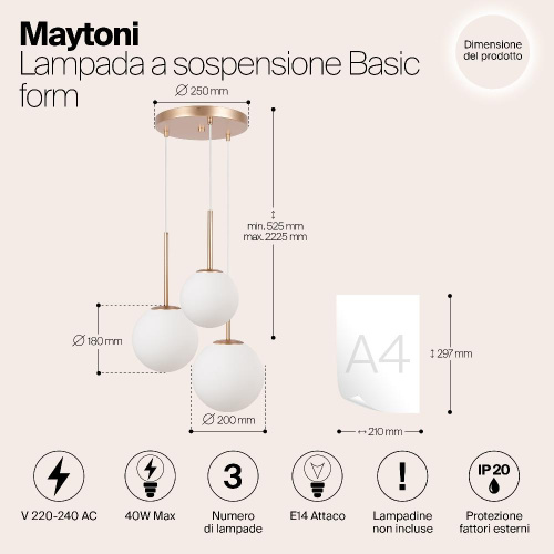 Подвесной светильник Maytoni MOD321PL-03G1 Подвесной светильник Maytoni MOD321PL-03G1