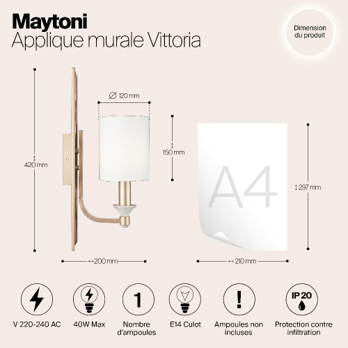 Бра Maytoni Vittoria H005WL-01BG Бра Maytoni Vittoria H005WL-01BG