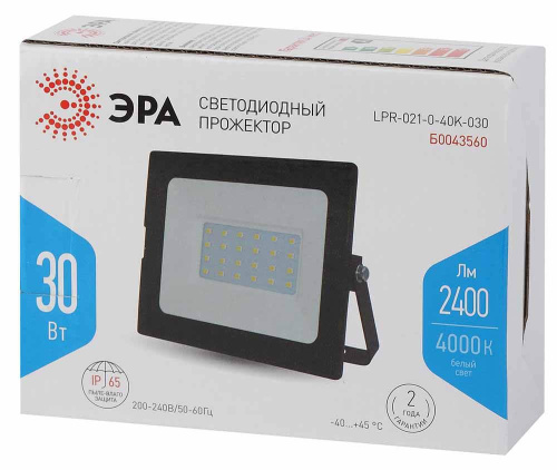 Прожектор светодиодный ЭРА 30W 4000К LPR-021-0-40K-030 Б0043560 Прожектор светодиодный ЭРА 30W 4000К LPR-021-0-40K-030 Б0043560