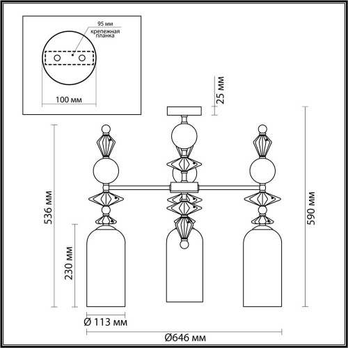 Подвесная люстра Odeon Light Classic Bizet 4893/3C Подвесная люстра Odeon Light Classic Bizet 4893/3C
