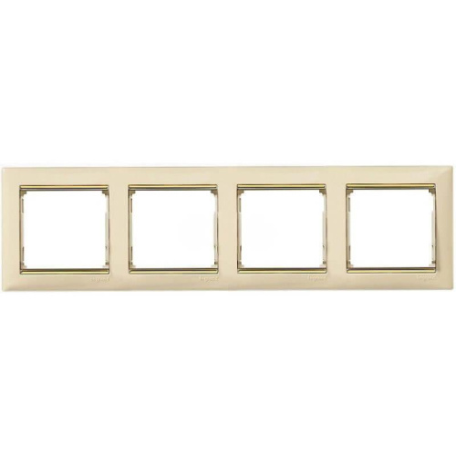 Рамка 4-постовая Legrand Valena слоновая кость/золотой штрих 774154 Рамка 4-постовая Legrand Valena слоновая кость/золотой штрих 774154