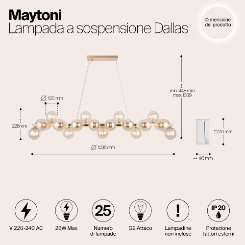 Подвесная люстра Maytoni Dallas MOD547PL-25G Подвесная люстра Maytoni Dallas MOD547PL-25G