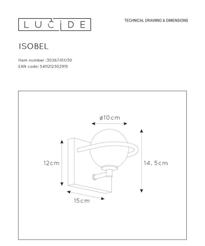 Бра Lucide Isobel 30267/01/30 Бра Lucide Isobel 30267/01/30