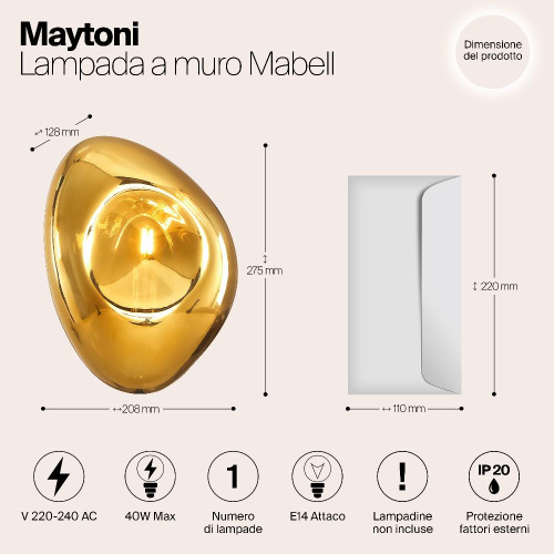 Настенный светильник Maytoni Mabell MOD306WL-01G Настенный светильник Maytoni Mabell MOD306WL-01G