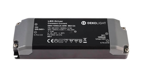 Драйвер Deko-Light Q8H-1050mA/30W 9-28V 30W IP20 1,05A 862133 Драйвер Deko-Light Q8H-1050mA/30W 9-28V 30W IP20 1,05A 862133