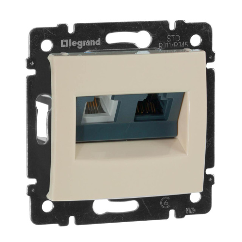 Розетка комбинированная RJ11+RJ45 Legrand Valena 6 кат UTP на винтах слоновая кость 774180 Розетка комбинированная RJ11+RJ45 Legrand Valena 6 кат UTP на винтах слоновая кость 774180