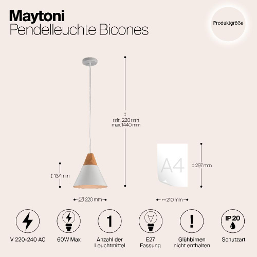 Подвесной светильник Maytoni Bicones P359-PL-01-W Подвесной светильник Maytoni Bicones P359-PL-01-W