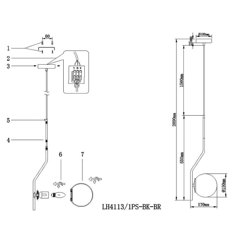 Подвесной светильник Lumien Hall Патерно LH4113/1PS-BK-BR Подвесной светильник Lumien Hall Патерно LH4113/1PS-BK-BR