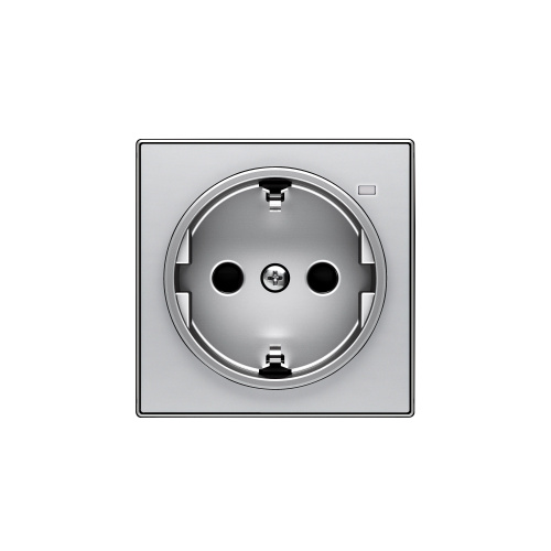 Накладка для розетки SCHUKO с линзой для контрольной подсветки, серия SKY, цвет серебристый алюминий Накладка для розетки SCHUKO с линзой для контрольной подсветки, серия SKY, цвет серебристый алюминий