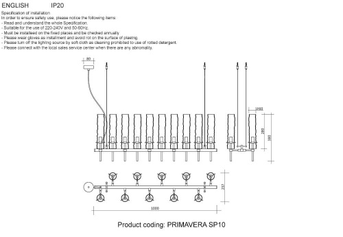 Подвесная люстра Crystal Lux Primavera SP10 Gold Подвесная люстра Crystal Lux Primavera SP10 Gold