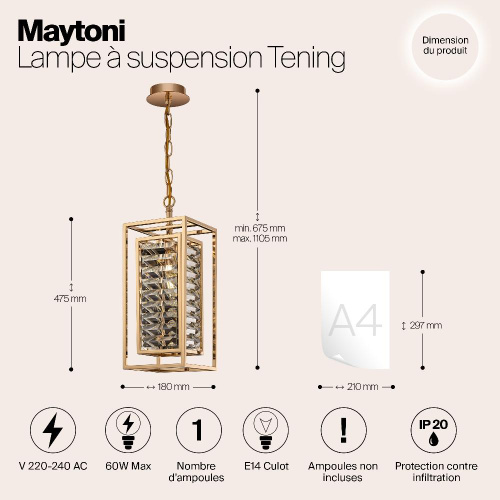 Подвесной светильник Maytoni Tening MOD060PL-01G Подвесной светильник Maytoni Tening MOD060PL-01G