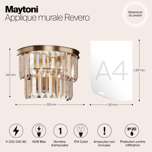 Настенный светильник Maytoni Revero MOD085WL-01G Настенный светильник Maytoni Revero MOD085WL-01G