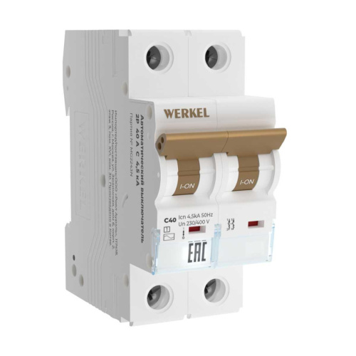 Автоматический выключатель Werkel 2P 40А C 4,5кА W902P404 4690389192845 Автоматический выключатель Werkel 2P 40А C 4,5кА W902P404 4690389192845