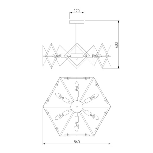 Потолочная люстра Eurosvet Origami 60121/6 латунь Smart Потолочная люстра Eurosvet Origami 60121/6 латунь Smart