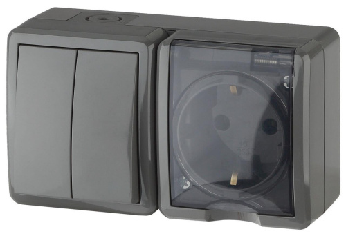 Блок розетка-выключатель двухклавишный ЭРА Эксперт IP54 16A 250V 11-7402-03 Б0020736 Блок розетка-выключатель двухклавишный ЭРА Эксперт IP54 16A 250V 11-7402-03 Б0020736