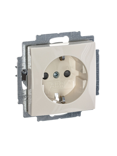 Розетка ABB Basic55 Schuko с/з 16A 250V со шторками безвинтовой зажим слоновая кость 2CKA002013A5279