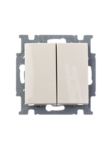 Выключатель двухклавишный ABB Basic55 10A 250V слоновая кость 2CKA001012A2148 Выключатель двухклавишный ABB Basic55 10A 250V слоновая кость 2CKA001012A2148