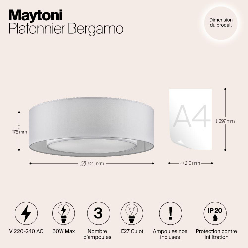 Потолочный светильник Maytoni Bergamo MOD617CL-04GR Потолочный светильник Maytoni Bergamo MOD617CL-04GR