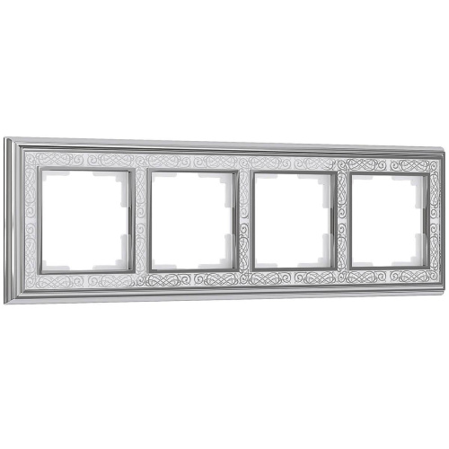 Рамка Werkel Palacio Gracia на 4 поста хром/белый WL77-Frame-04 4690389126123 Рамка Werkel Palacio Gracia на 4 поста хром/белый WL77-Frame-04 4690389126123
