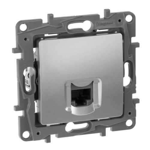 Розетка компьютерная RJ45 Legrand Etika 6 кат UTP алюминий 672453 Розетка компьютерная RJ45 Legrand Etika 6 кат UTP алюминий 672453