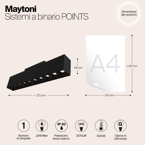 Трековый светодиодный светильник для магнитного шинопровода Maytoni Track Lamps TR014-2-20W3K-B