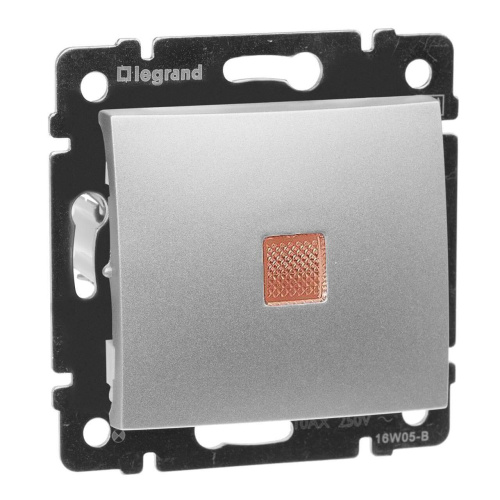 Переключатель одноклавишный на 2 направления Legrand Valena 10A 250V с подсветкой алюминий 770125 Переключатель одноклавишный на 2 направления Legrand Valena 10A 250V с подсветкой алюминий 770125