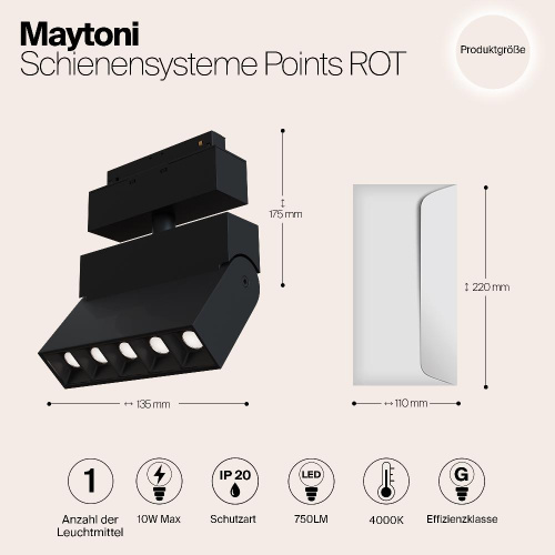 Трековый светодиодный светильник для магнитного шинопровода Maytoni Track lamps TR015-2-10W4K-B Трековый светодиодный светильник для магнитного шинопровода Maytoni Track lamps TR015-2-10W4K-B