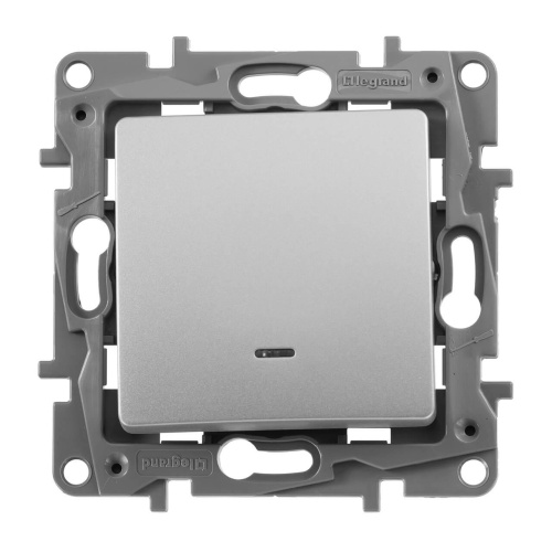 Переключатель одноклавишный Legrand Etika с подсветкой 10A 250V алюминий 672415 Переключатель одноклавишный Legrand Etika с подсветкой 10A 250V алюминий 672415