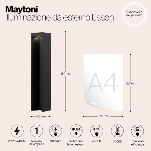 Уличный светодиодный светильник Maytoni Essen O596FL-L9B4K Уличный светодиодный светильник Maytoni Essen O596FL-L9B4K