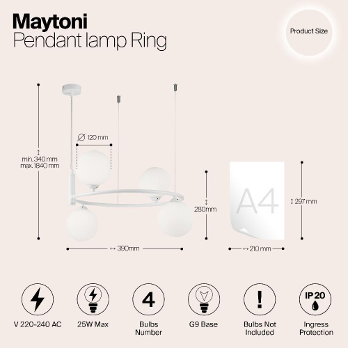 Подвесной светильник Maytoni MOD013PL-04W
