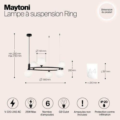 Подвесной светильник Maytoni MOD013PL-06B