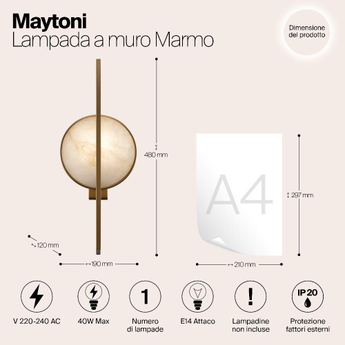 Бра Maytoni Marmo MOD099WL-01G Бра Maytoni Marmo MOD099WL-01G