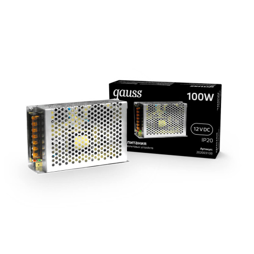 Блок питания Gauss Led Strip PS 12V 100W IP20 10A 202003100 Блок питания Gauss Led Strip PS 12V 100W IP20 10A 202003100