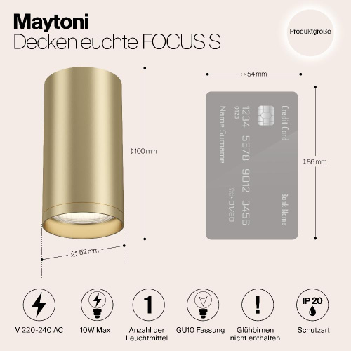 Потолочный светильник Maytoni Focus S C052CL-01MG Потолочный светильник Maytoni Focus S C052CL-01MG