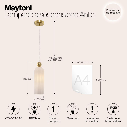 Подвесной светильник Maytoni Antic MOD302PL-01W Подвесной светильник Maytoni Antic MOD302PL-01W