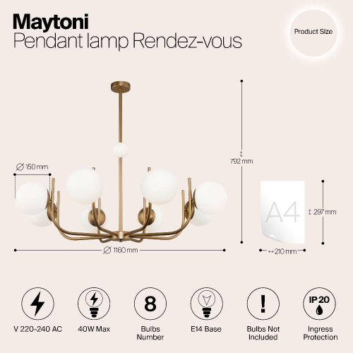 Подвесная люстра Maytoni Rendez-Vous MOD109PL-08BS Подвесная люстра Maytoni Rendez-Vous MOD109PL-08BS