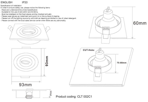 Встраиваемый светильник Crystal Lux CLT 002C1 WH Встраиваемый светильник Crystal Lux CLT 002C1 WH