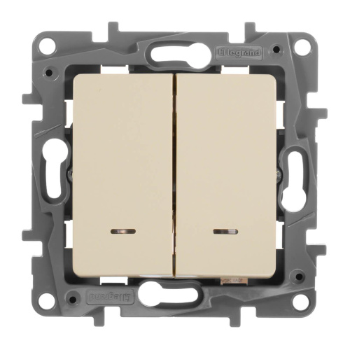 Переключатель двухклавишный Legrand Etika с подсветкой 10A 250V слоновая кость 672316 Переключатель двухклавишный Legrand Etika с подсветкой 10A 250V слоновая кость 672316