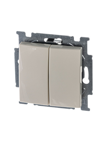 Выключатель двухклавишный ABB Basic55 10A 250V слоновая кость 2CKA001012A2148 Выключатель двухклавишный ABB Basic55 10A 250V слоновая кость 2CKA001012A2148