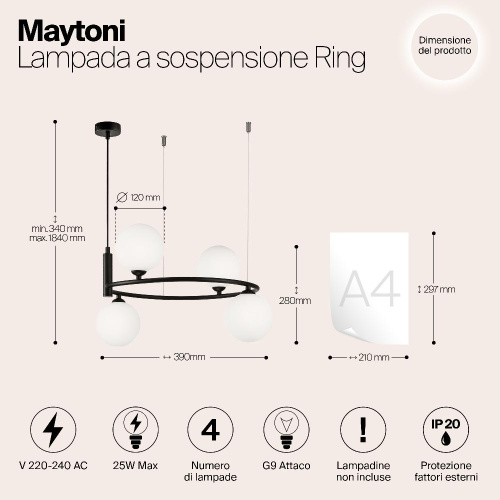 Подвесной светильник Maytoni MOD013PL-04B Подвесной светильник Maytoni MOD013PL-04B